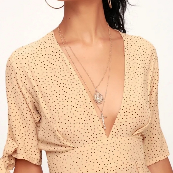 Faithfull the Brand Beige Polka Dot Dress - Picture 3 of 8